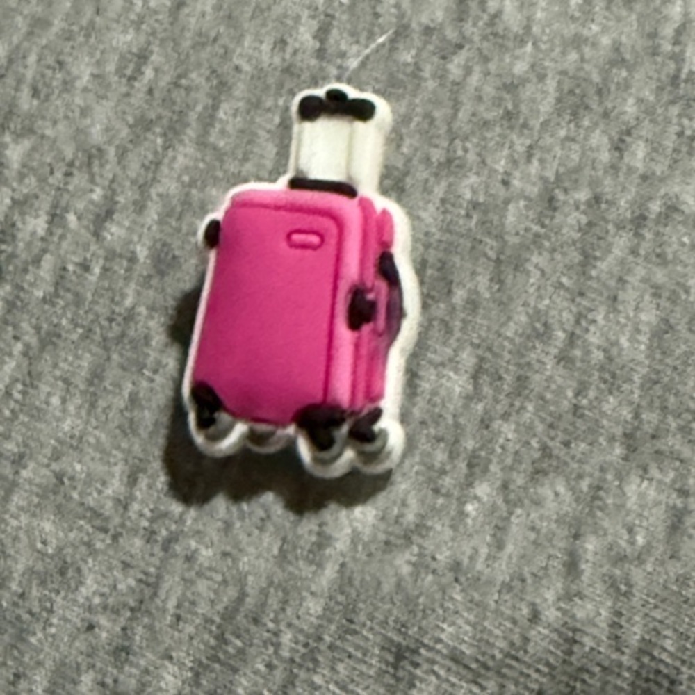 Pink Suitcase Shoe Charm